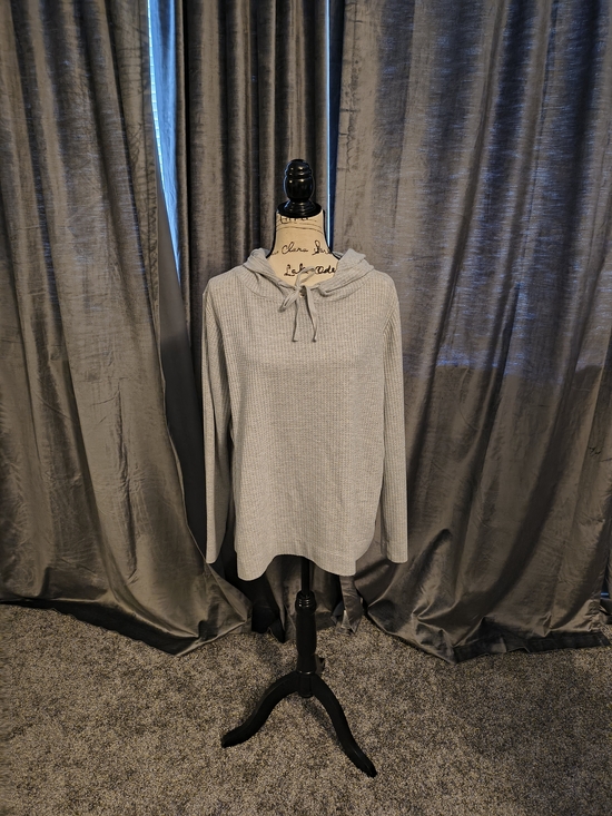 LOFT Tops - LOFT Light Gray Waffle Knit Hoodie Sweatshirt